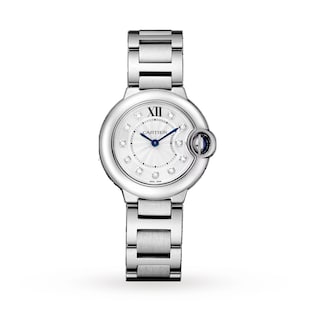 Cartier Ballon Bleu De Cartier Watch 28mm, Quartz Movement, Steel, Diamonds