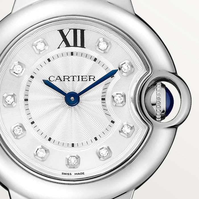 Cartier Ballon Bleu De Cartier Watch 28mm, Quartz Movement, Steel, Diamonds