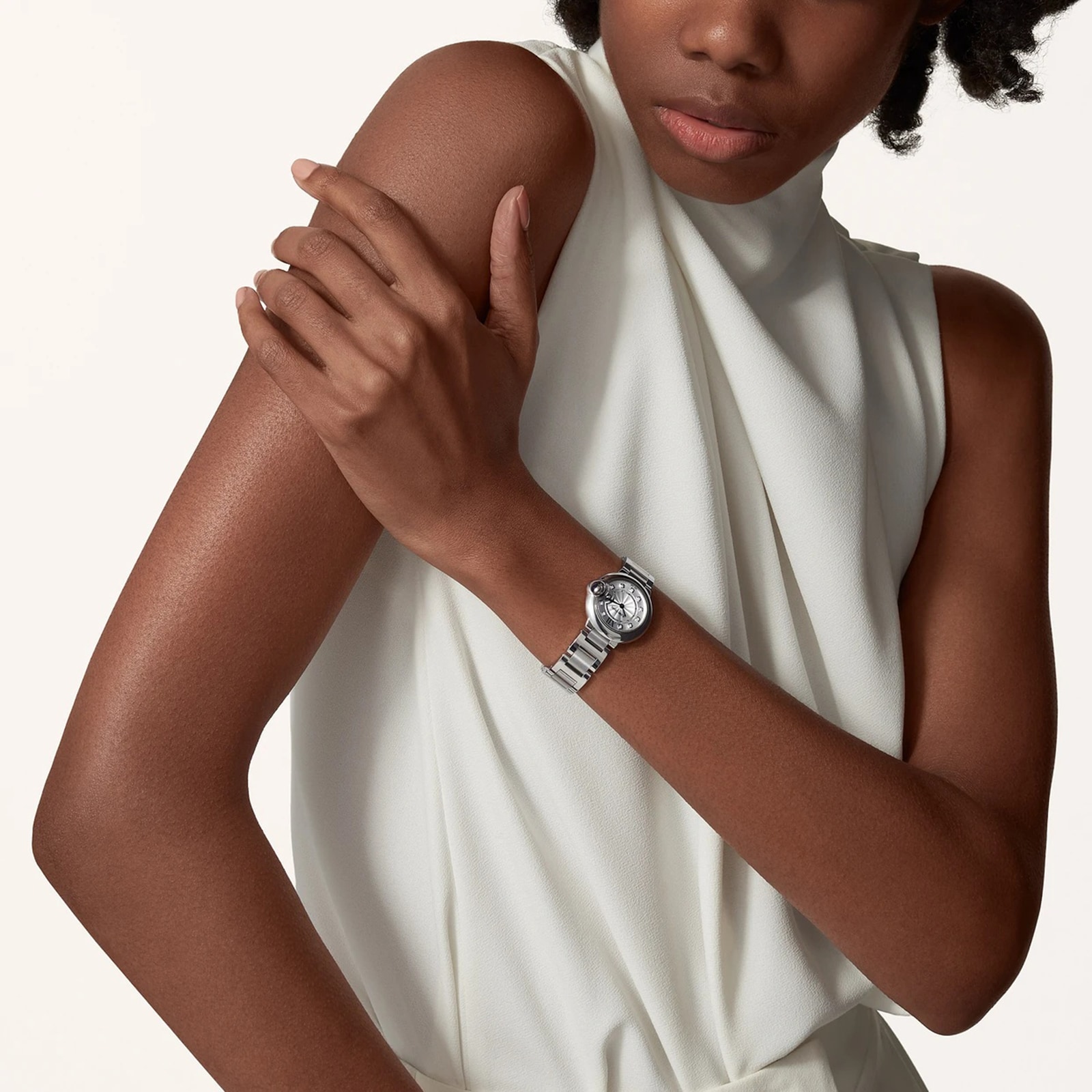 Cartier Ballon Bleu De Cartier Watch 28mm, Quartz Movement, Steel, Diamonds