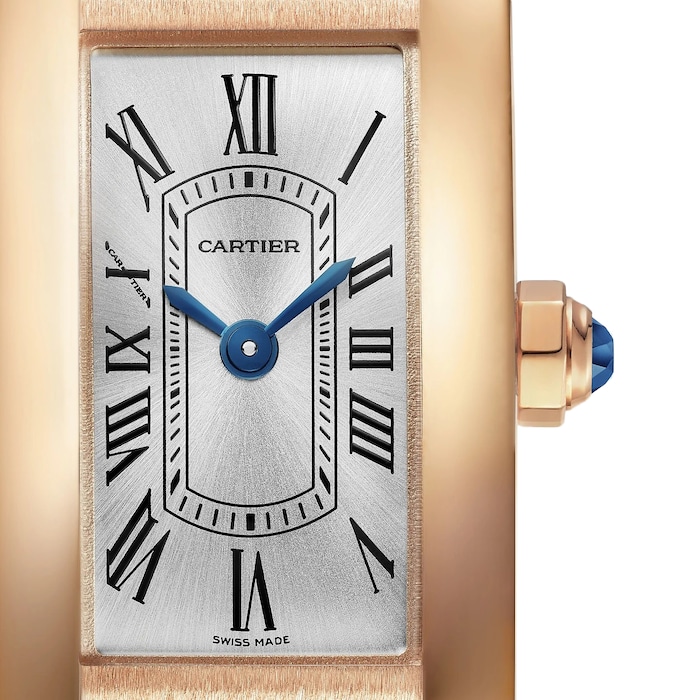 Cartier Tank Américaine Watch mini Model, Quartz Movement, Rose Gold, Leather