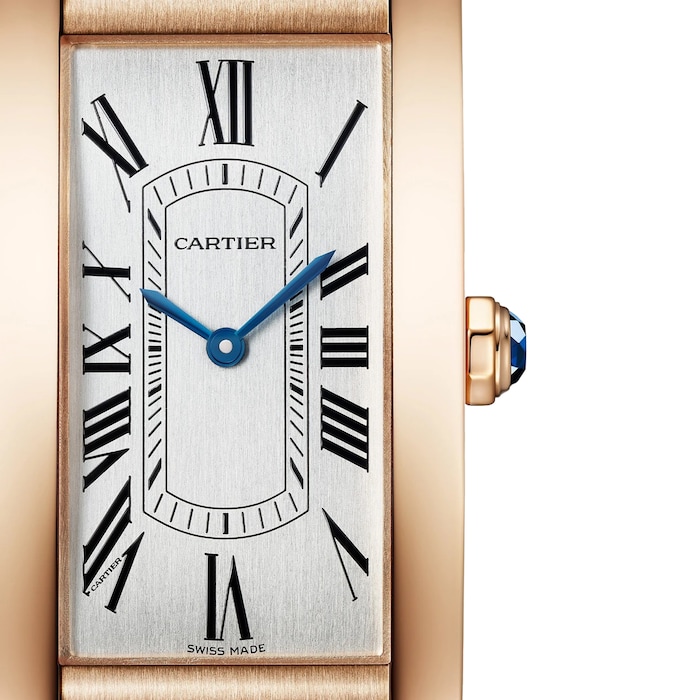 Cartier Tank Américaine Watch, Large model, Automatic Movement, Rose Gold, Leather