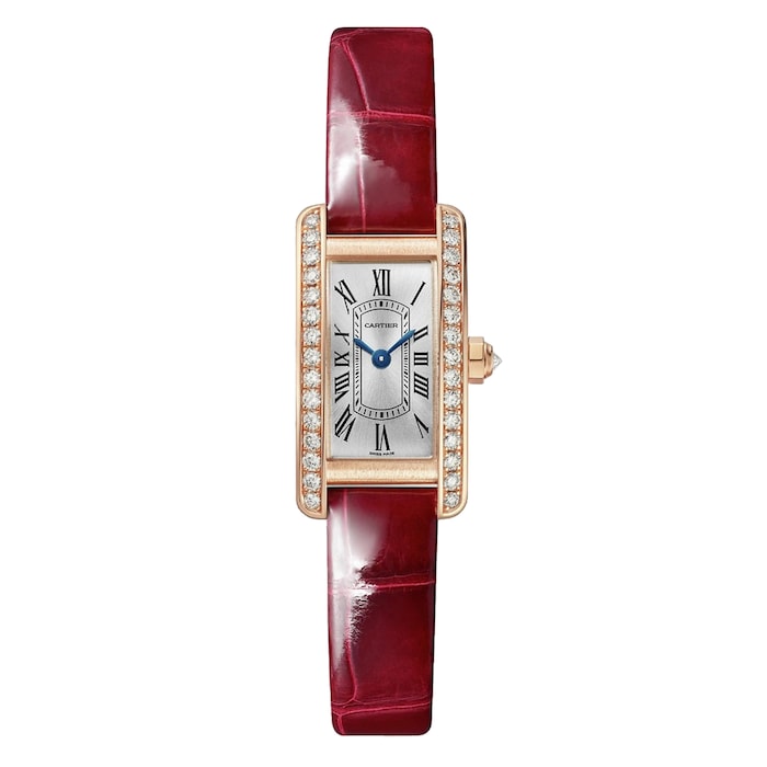 Cartier Tank Américaine Watch, Mini Model, Quartz Movement, Rose Gold, Leather