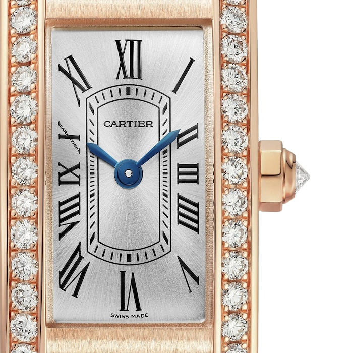 Cartier Tank Américaine Watch, Mini Model, Quartz Movement, Rose Gold, Leather