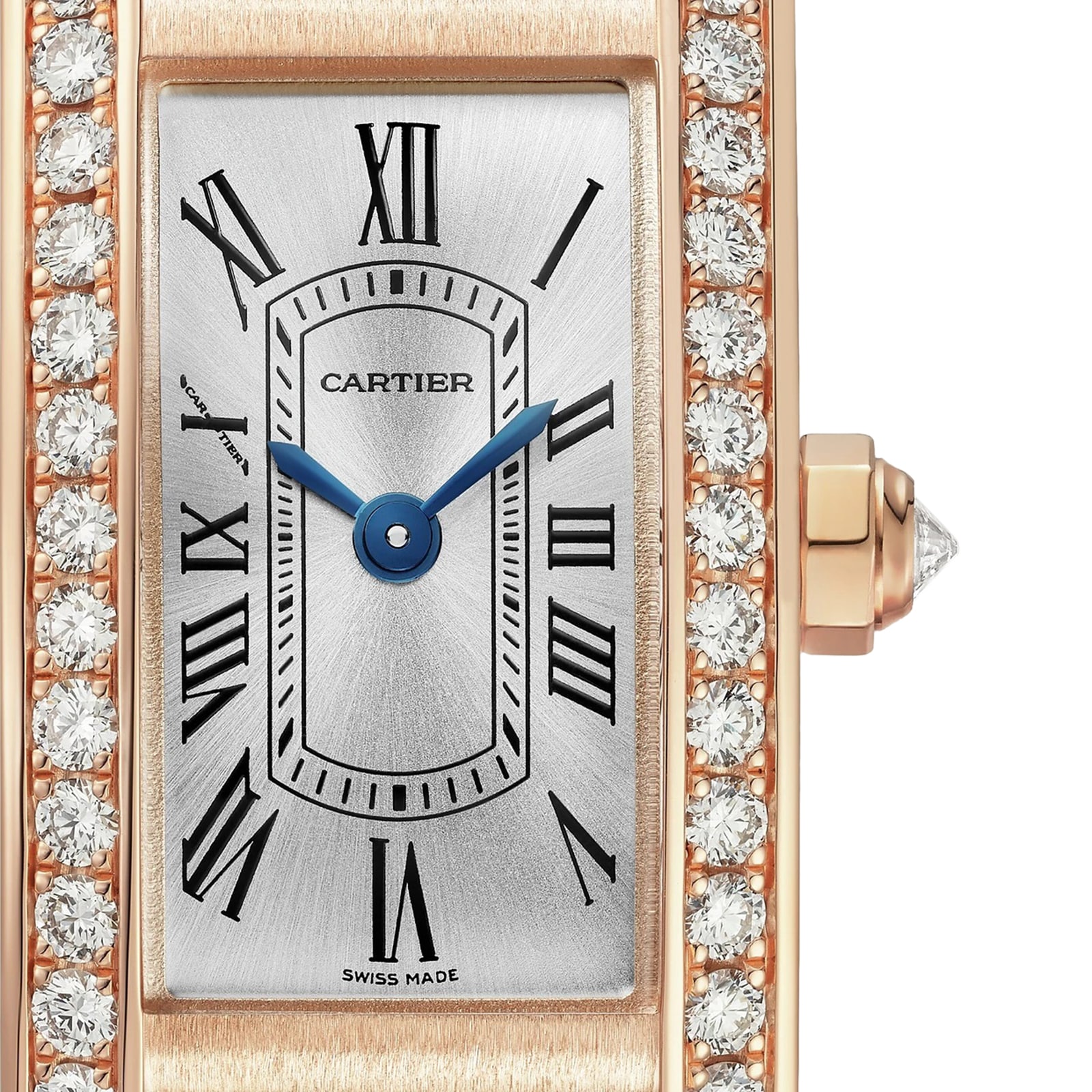 Cartier Tank Américaine Watch, Mini Model, Quartz Movement, Rose Gold, Leather