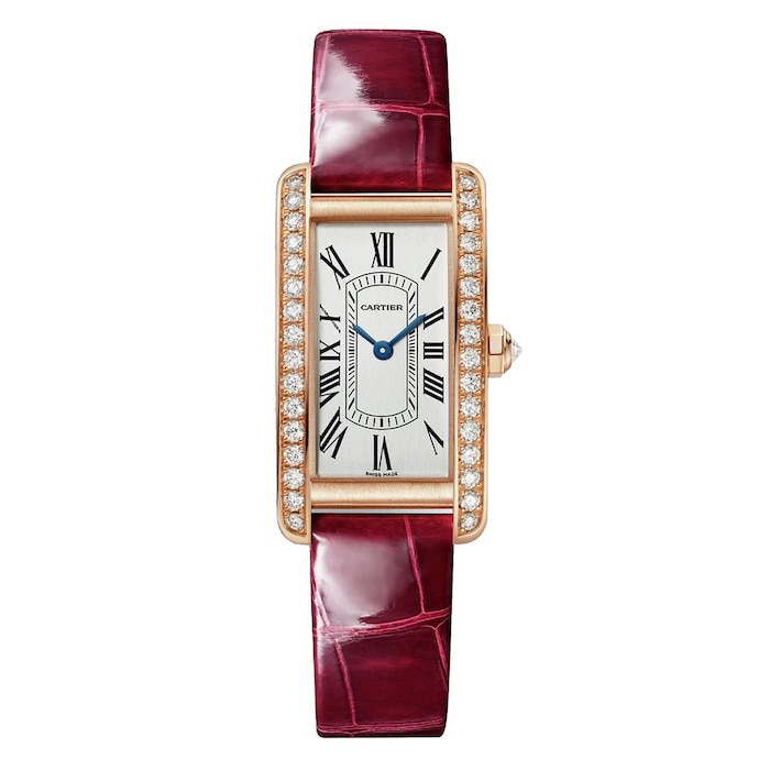 Cartier Tank Américaine Watch, Small Model, Quartz Movement, Rose Gold, Leather