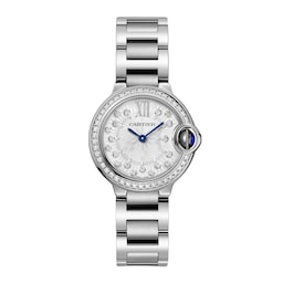 17311425 - Ballon Bleu de Cartier watch, 28 mm, quartz movement Steel case, fluted steel crown set with a synthetic cabochon-shaped spinel.