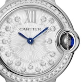 Cartier Ballon Bleu de Cartier watch, 28 mm, quartz movement Steel case, fluted steel crown set with a synthetic cabochon-shaped spinel.