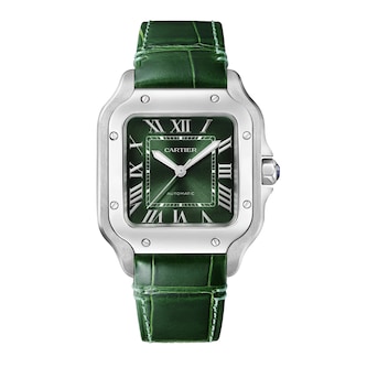 Cartier Santos de Cartier Watch, Medium Model, Steel, Automatic, Interchangeable Leather Strap