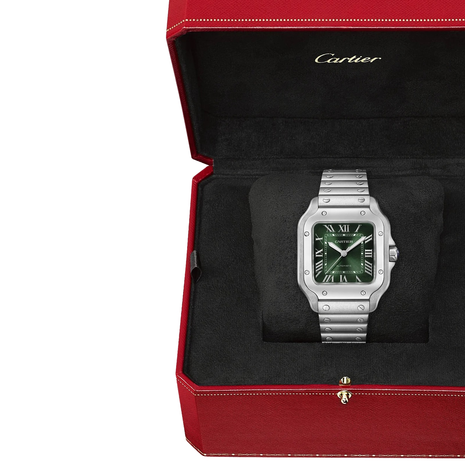 Cartier Santos de Cartier Watch, Medium Model, Steel, Automatic, Interchangeable Leather Strap