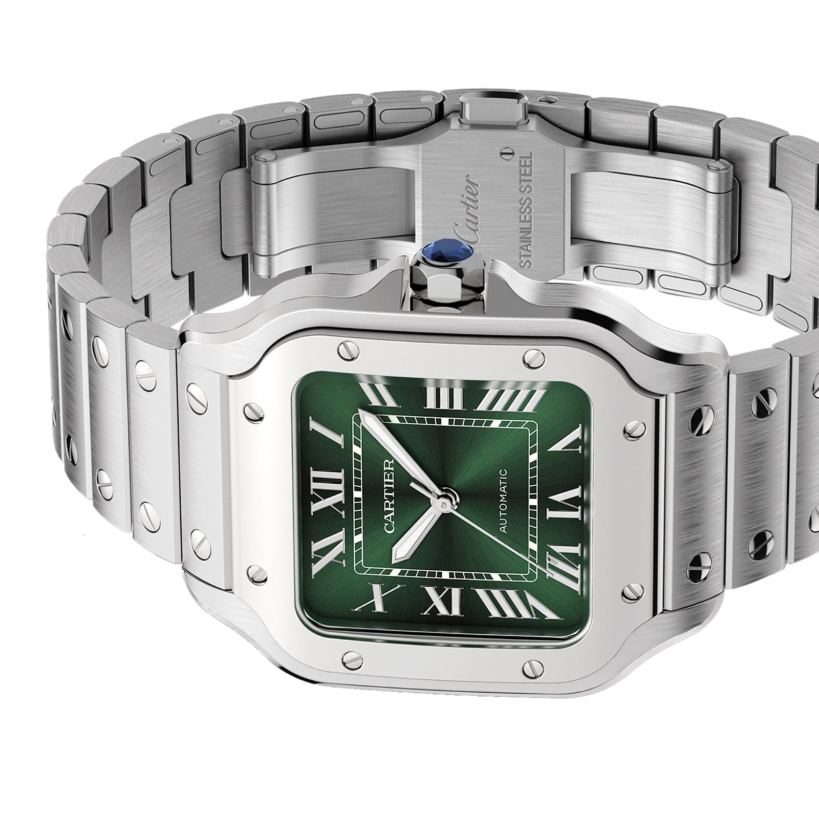 Cartier Santos de Cartier Watch, Medium Model, Steel, Automatic, Interchangeable Leather Strap