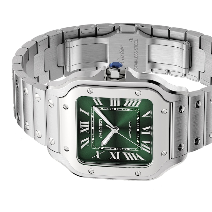 Cartier Santos de Cartier Watch, Medium Model, Steel, Automatic, Interchangeable Leather Strap