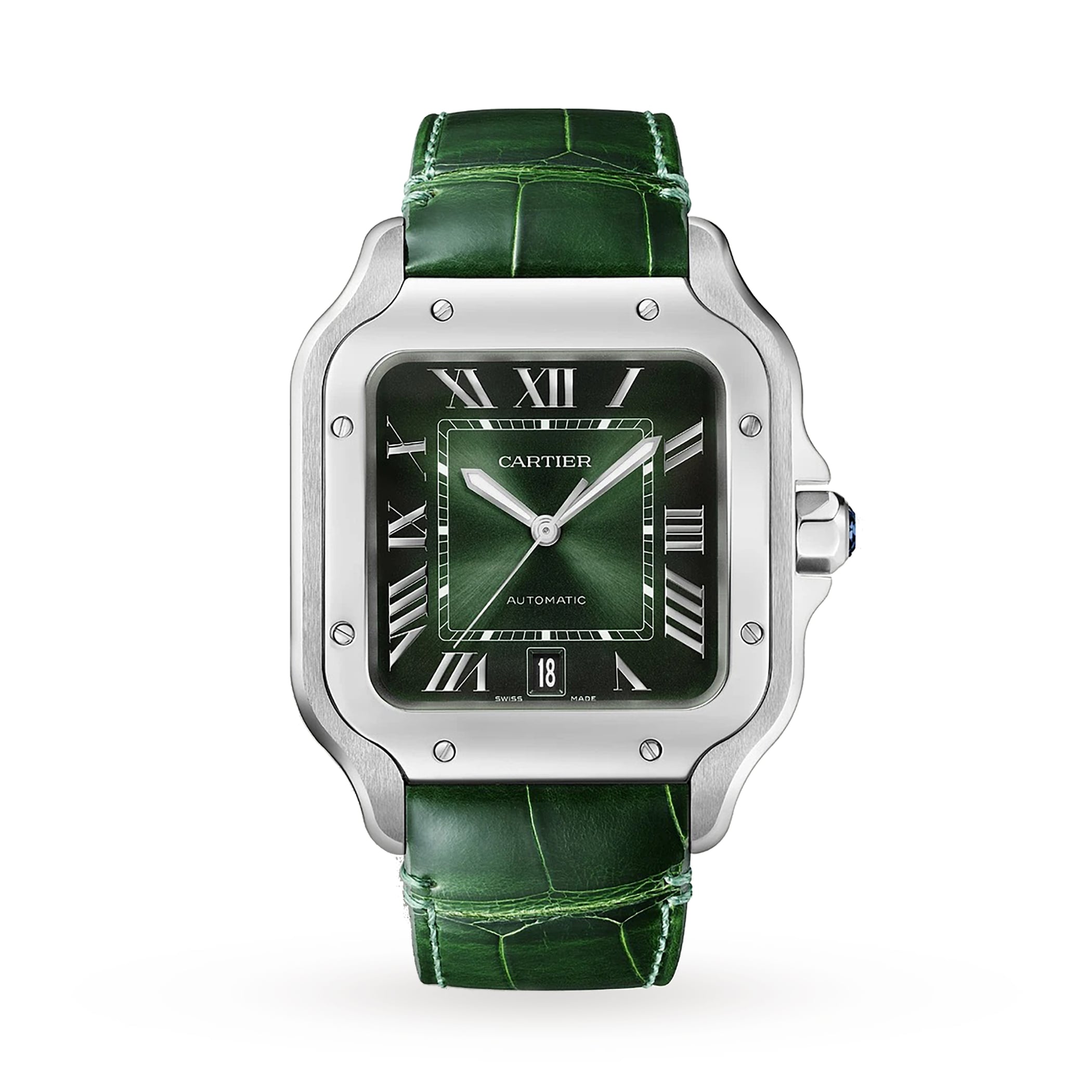 Cartier Santos de Cartier Watch, Large Model, Steel, Automatic, Interchangeable Leather Strap Cartier Santos de Cartier Watch, Large Model, Steel, Automatic, Interchangeable Leather Strap