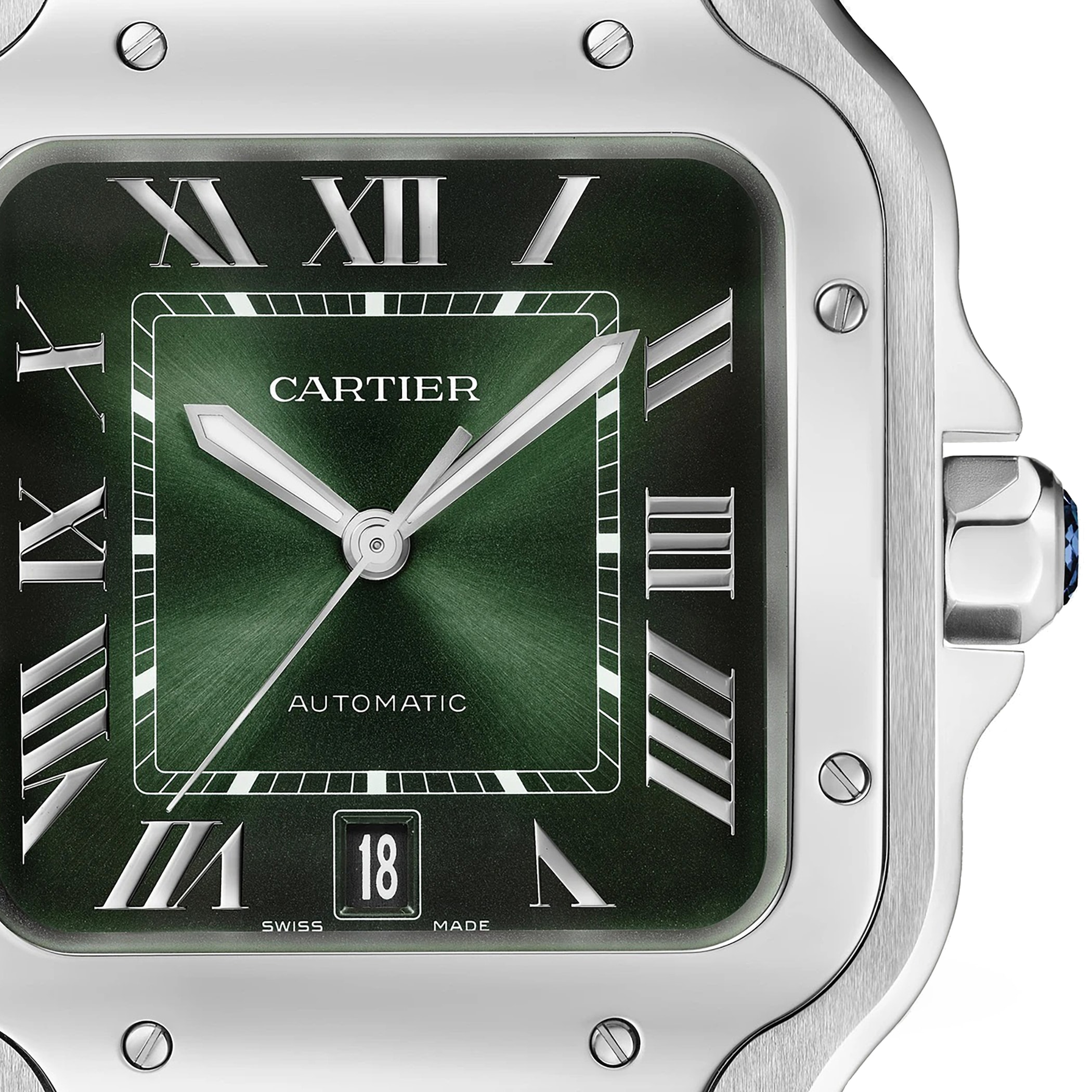Cartier Santos de Cartier Watch, Large Model, Steel, Automatic, Interchangeable Leather Strap Cartier Santos de Cartier Watch, Large Model, Steel, Automatic, Interchangeable Leather Strap