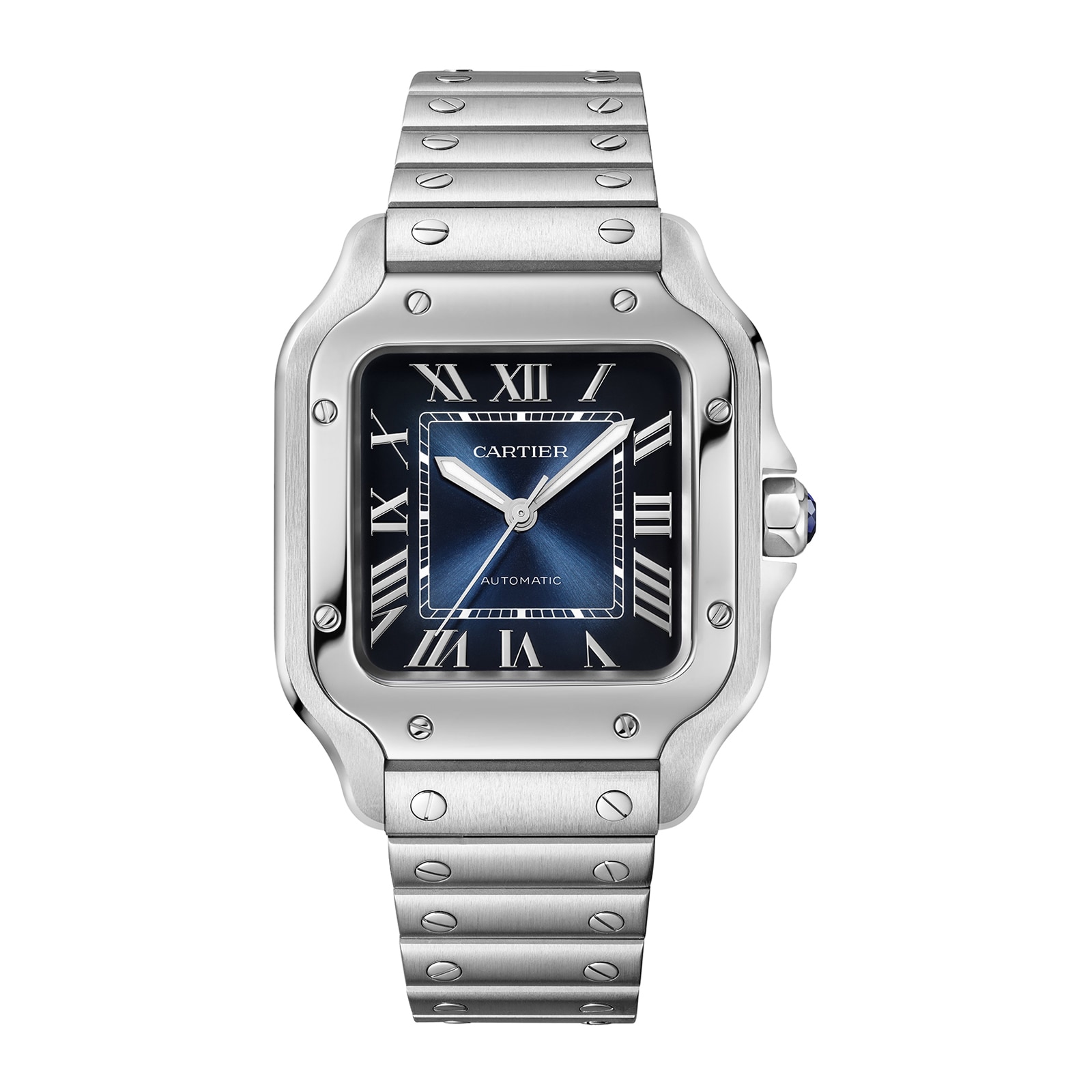 Cartier Santos de Cartier Watch, Medium Model, Steel, Automatic, Interchangeable Leather Strap Cartier Santos de Cartier Watch, Medium Model, Steel, Automatic, Interchangeable Leather Strap