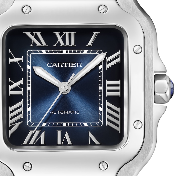 Cartier Santos de Cartier Watch, Medium Model, Steel, Automatic, Interchangeable Leather Strap