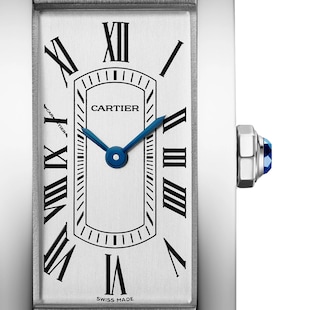Cartier Tank Américaine Watch, Small Model, Quartz Movement, Steel, Leather