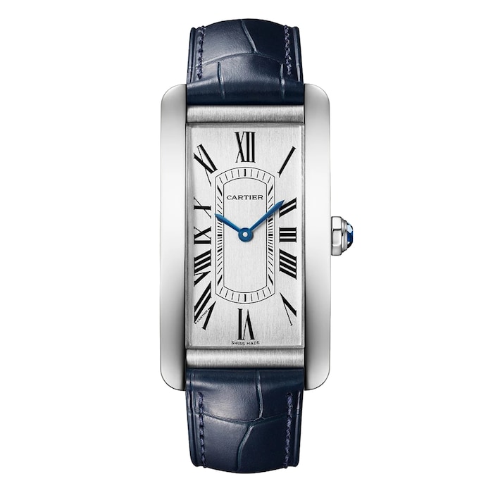 Cartier Tank Américaine Watch, Large Model, Automatic Movement, Steel, Leather