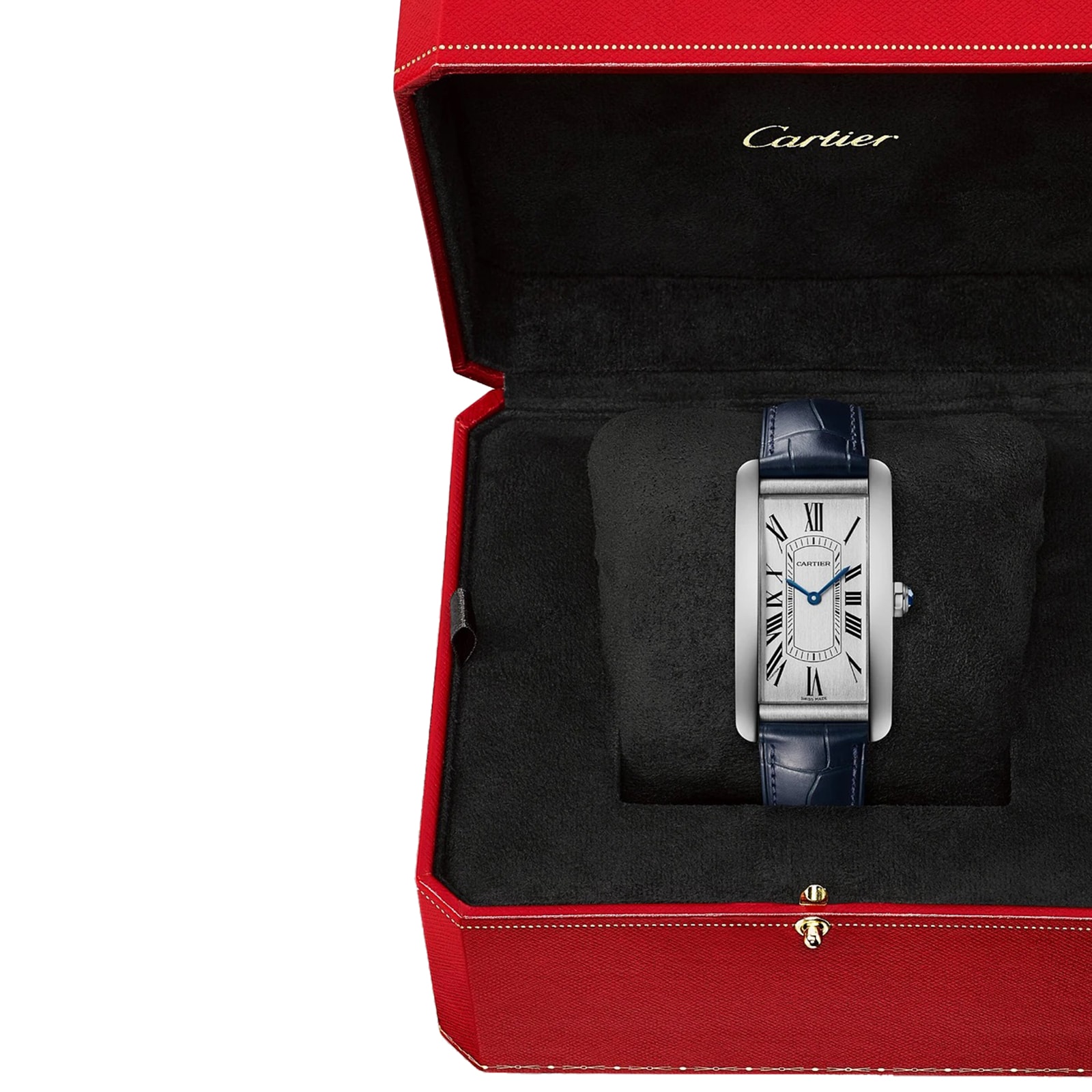 Cartier Tank Américaine Watch, Large Model, Automatic Movement, Steel, Leather