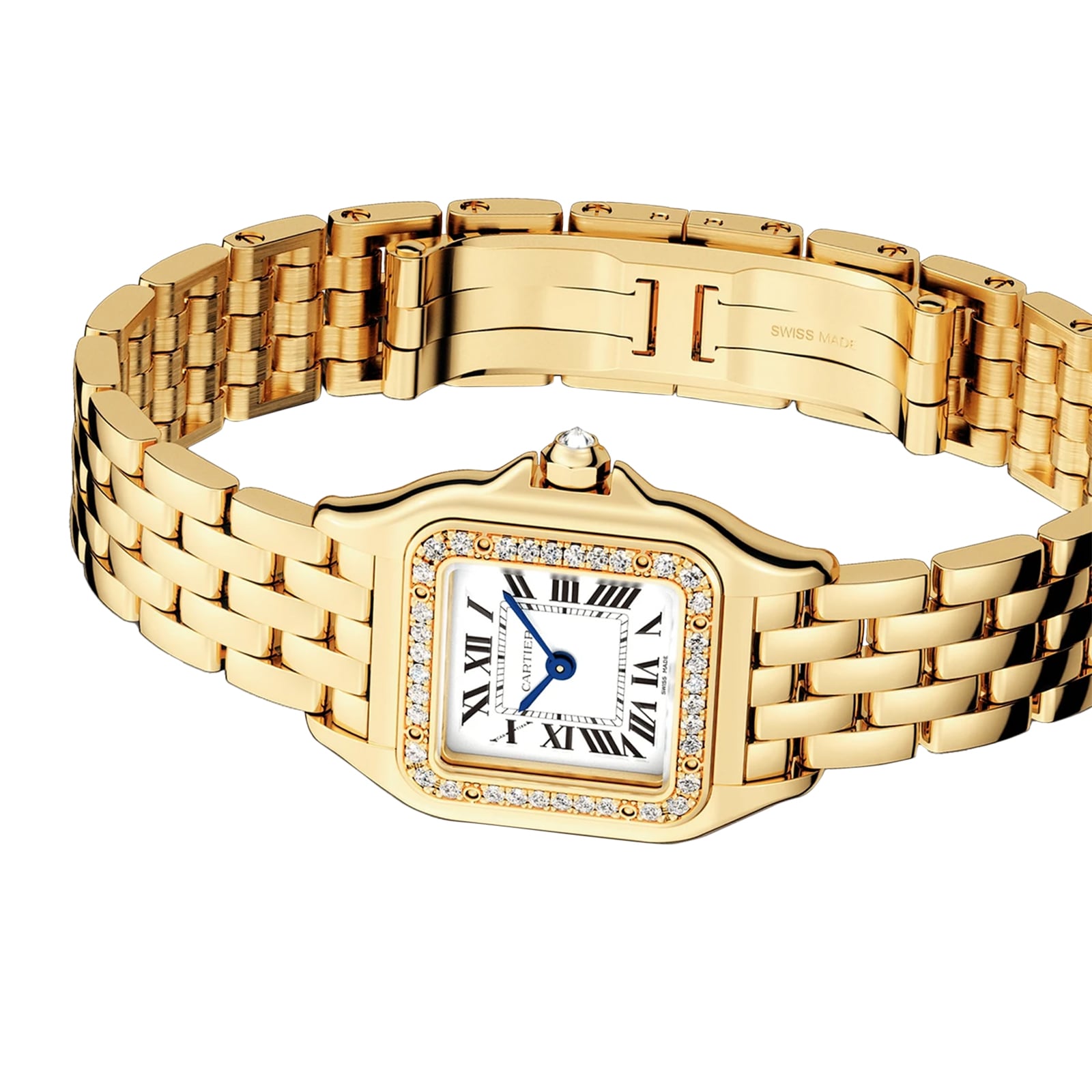 Panthere De Cartier Watch Small Model Quartz Movement Yellow Gold Diamonds