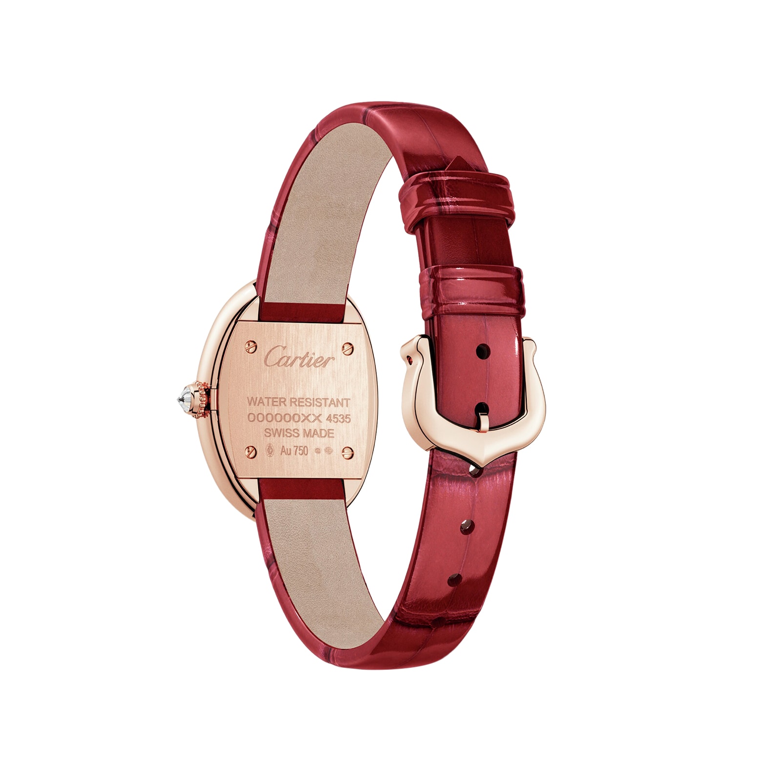 Cartier Baignoire de Cartier watch, Small model, quartz movement, rose gold, diamonds, leather