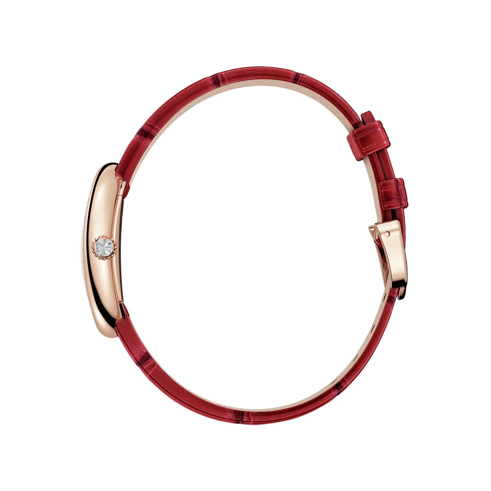 Cartier Baignoire de Cartier watch, Small model, quartz movement, rose gold, diamonds, leather