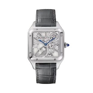 Cartier Santos-Dumont Skeleton Watch, Large Model, Automatic Movement, Steel, Leather