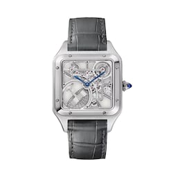 17311466 - Santos-Dumont Skeleton Watch, Large Model, Automatic Movement, Steel, Leather