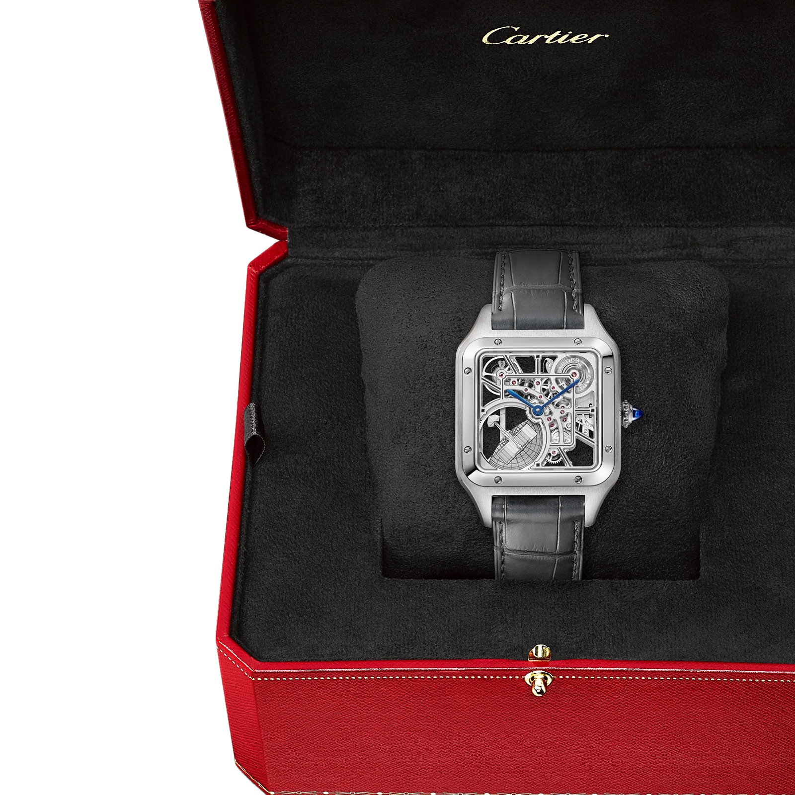 Cartier Santos-Dumont Skeleton Watch, Large Model, Automatic Movement, Steel, Leather Cartier Santos-Dumont Skeleton Watch, Large Model, Automatic Movement, Steel, Leather