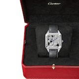 Cartier Santos-Dumont Skeleton Watch, Large Model, Automatic Movement, Steel, Leather