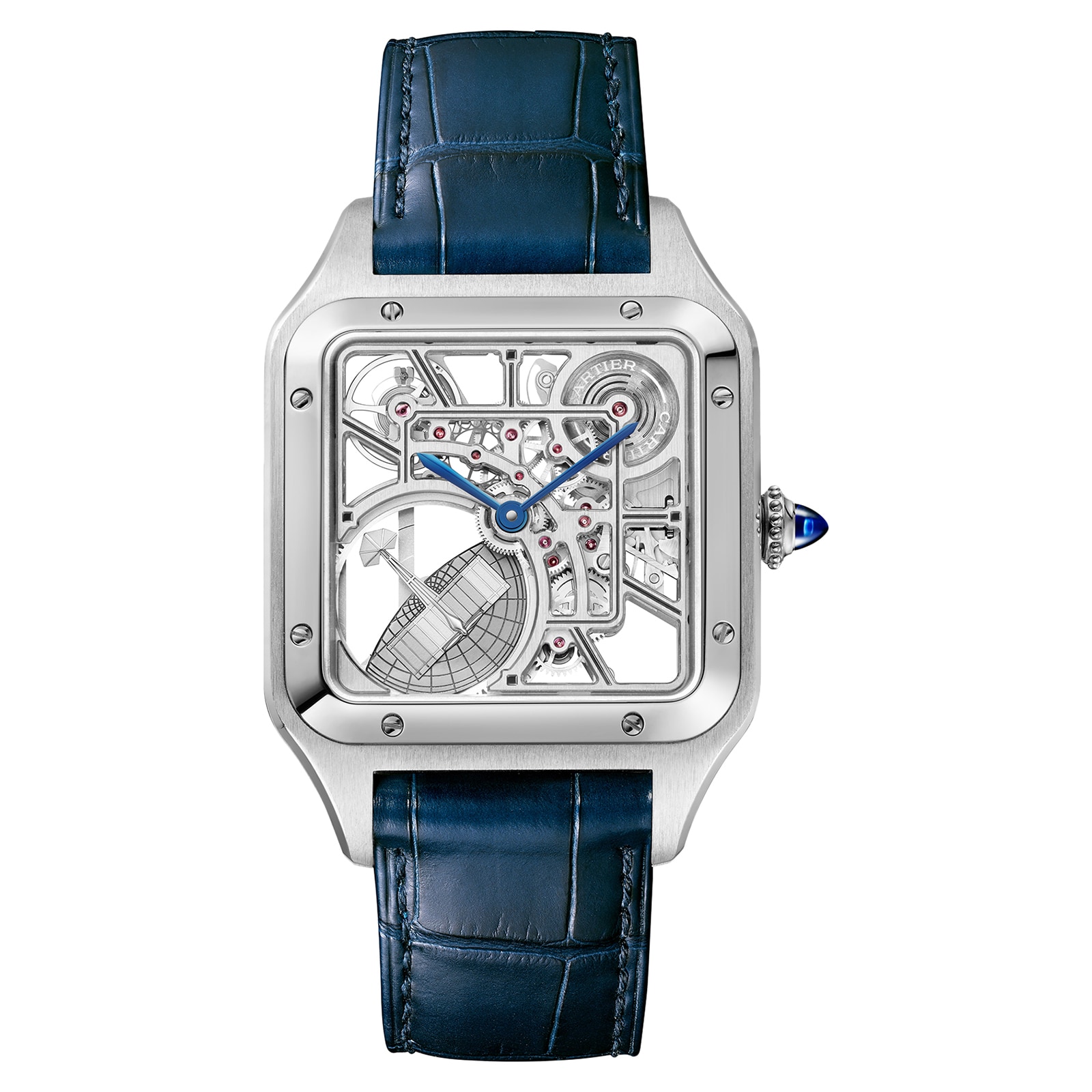Cartier Santos-Dumont Skeleton Watch, Large Model, Automatic Movement, Steel, Leather Cartier Santos-Dumont Skeleton Watch, Large Model, Automatic Movement, Steel, Leather