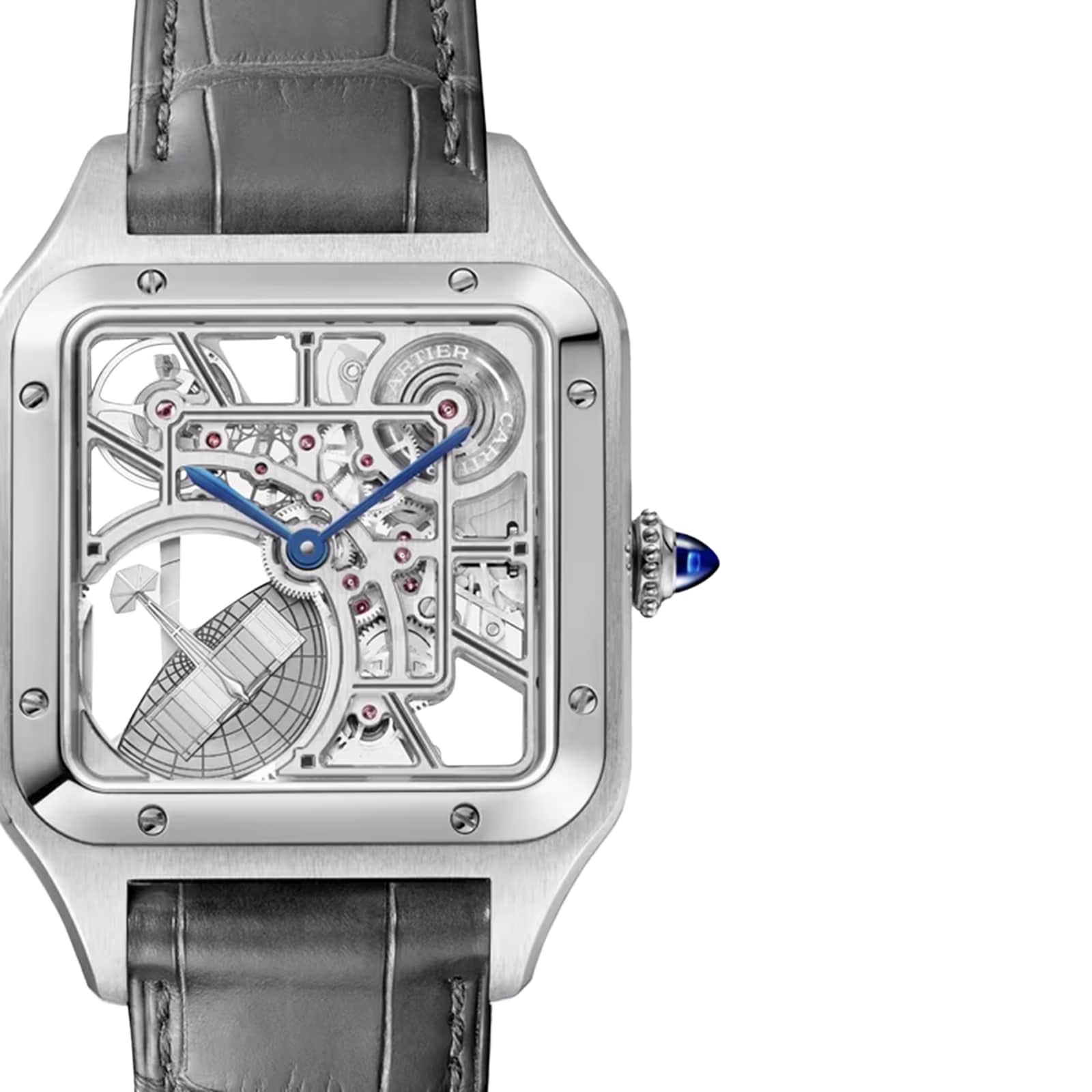 Cartier Santos-Dumont Skeleton Watch, Large Model, Automatic Movement, Steel, Leather Cartier Santos-Dumont Skeleton Watch, Large Model, Automatic Movement, Steel, Leather