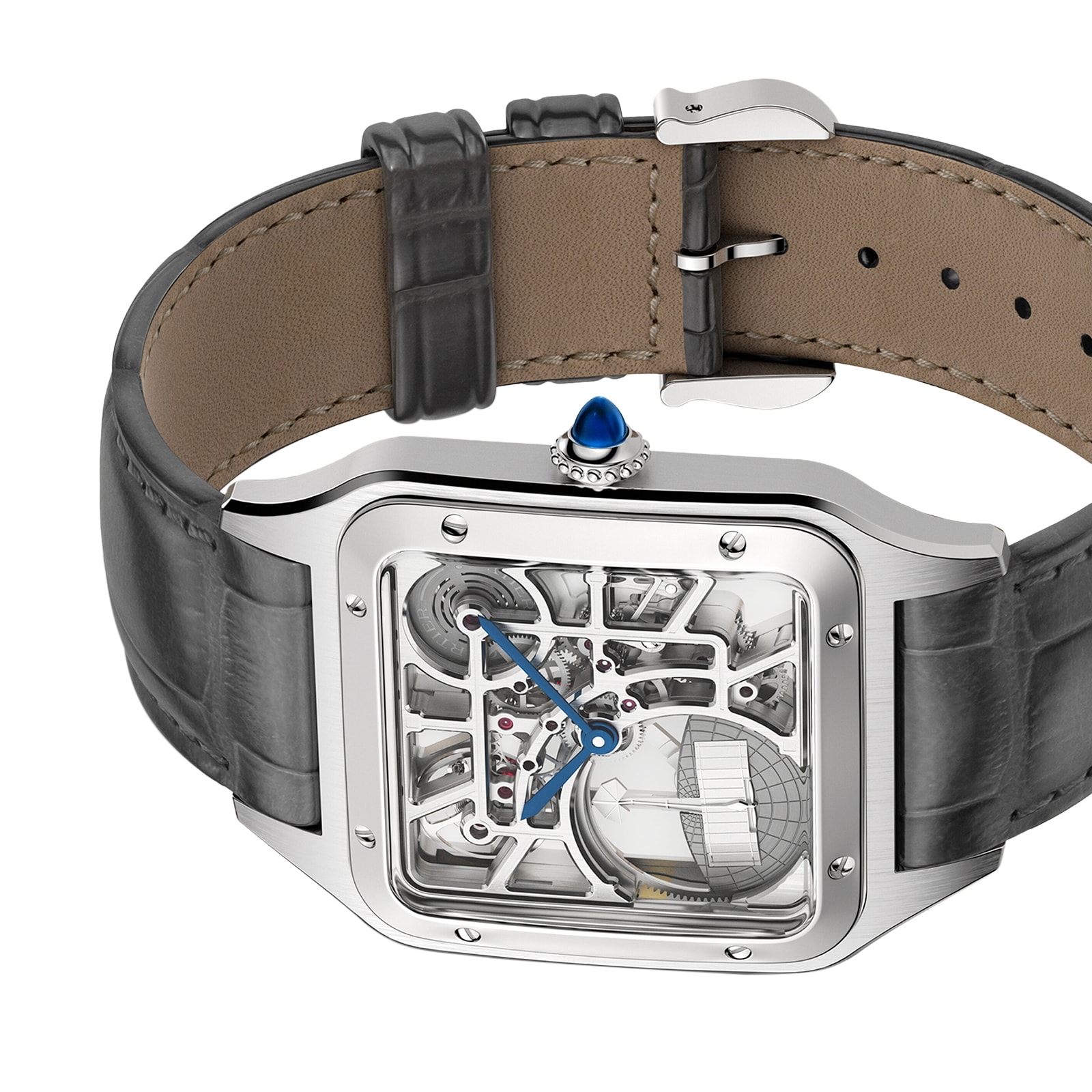 Cartier Santos-Dumont Skeleton Watch, Large Model, Automatic Movement, Steel, Leather Cartier Santos-Dumont Skeleton Watch, Large Model, Automatic Movement, Steel, Leather