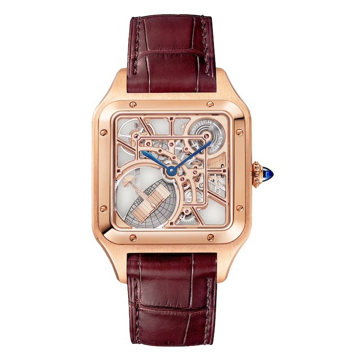 Cartier Santos-Dumont Skeleton Watch, Large Model, 31mm, Automatic Mechanical Movement, 18K Rose Gold Case