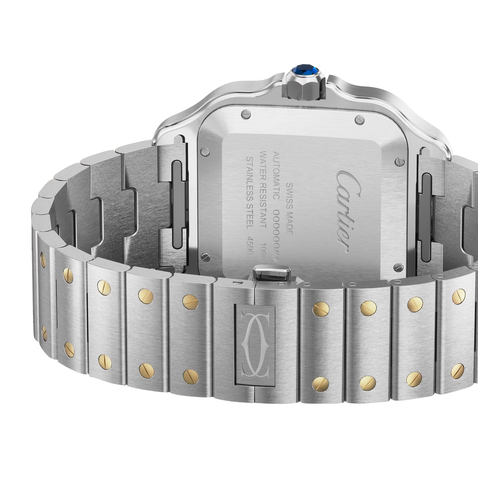 Cartier Santos De Cartier Watch, Large Model, Automatic Winding, Steel Case, Yellow Gold, Interchangeable Leather Strap Cartier Santos De Cartier Watch, Large Model, Automatic Winding, Steel Case, Yellow Gold, Interchangeable Leather Strap
