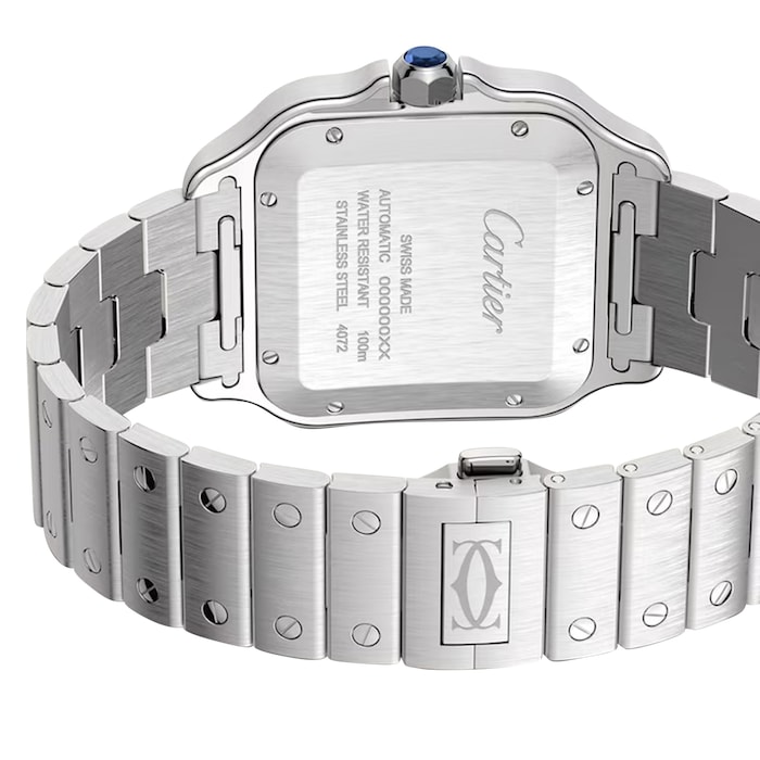 Cartier Santos De Cartier Watch, Large Model, Automatic Winding, Steel Case, Interchangeable Leather Strap