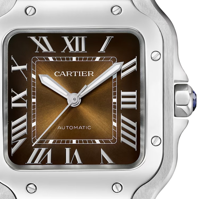 Cartier Santos De Cartier Watch, Medium Model, Automatic Winding, Steel Case, Interchangeable Leather Strap