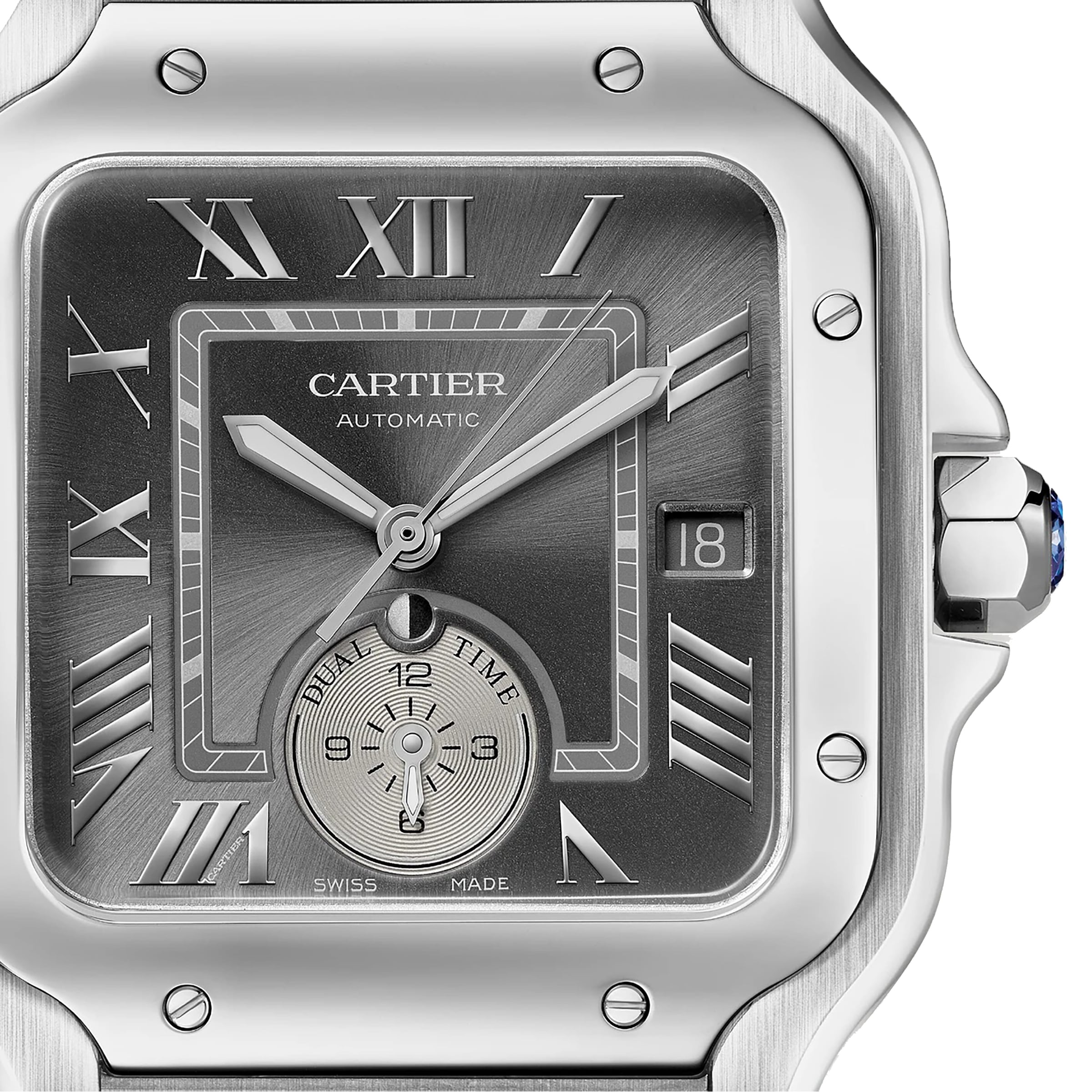 Cartier Santos De Cartier Watch Large Model Mechanical Movement With Automatic Winding Steel WSSA0076 Watches Of Switzerland UK