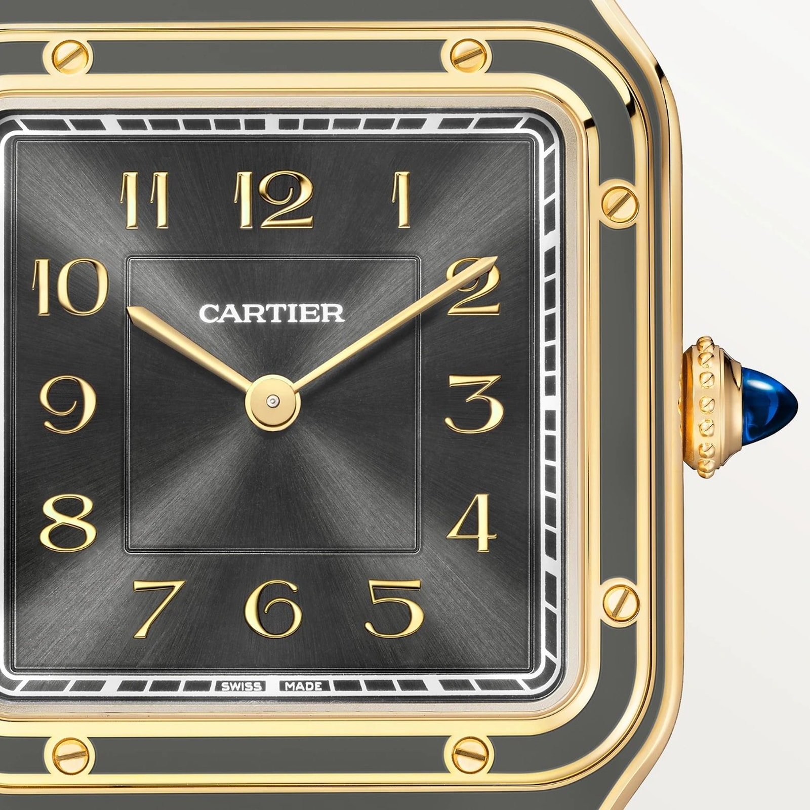 Cartier Santos-Dumont watch, large model, mechanical movement with manual winding 430 MC. Yellow gold