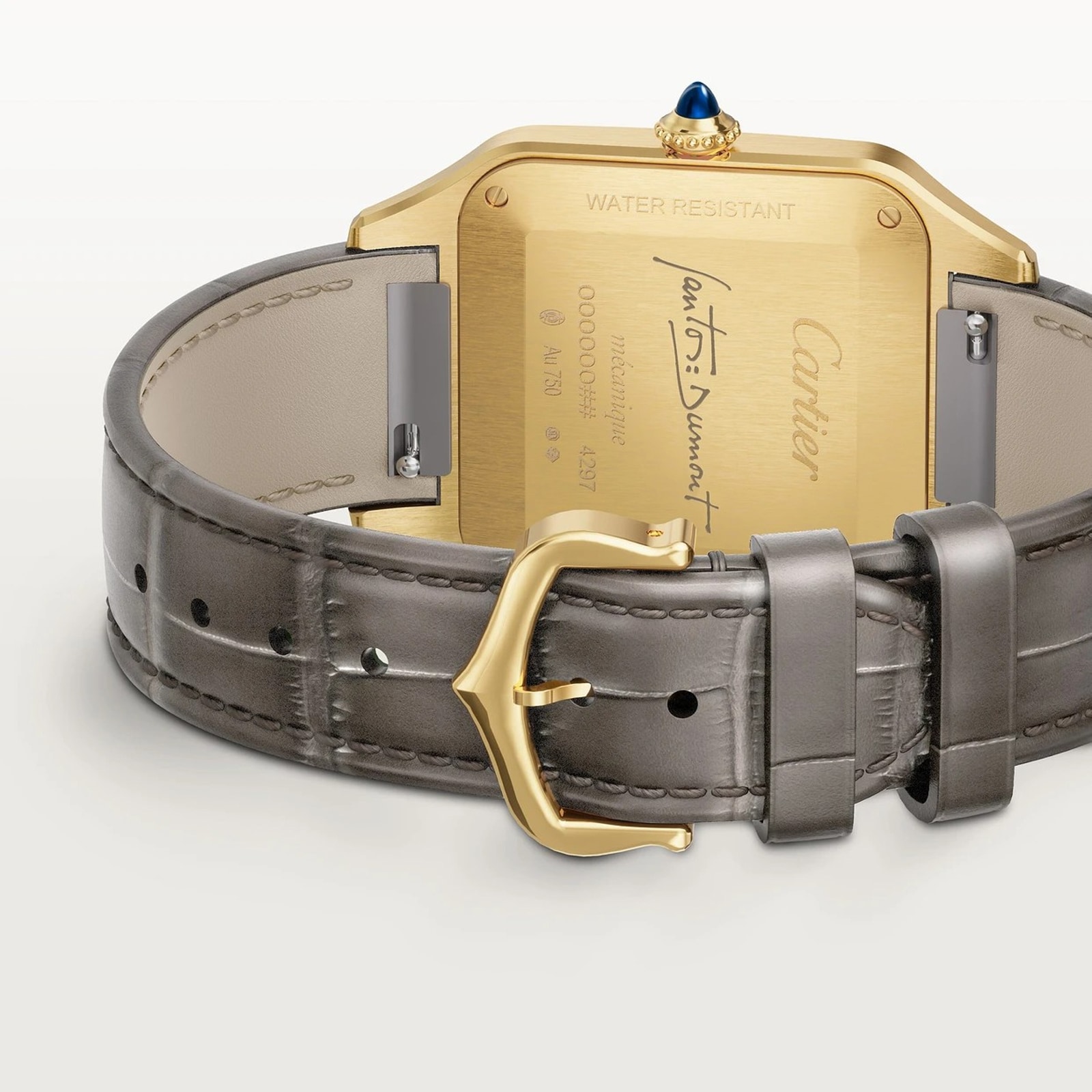 Cartier Santos-Dumont watch, large model, mechanical movement with manual winding 430 MC. Yellow gold
