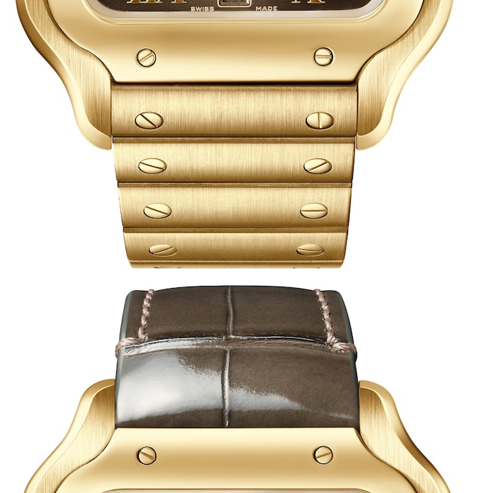 Cartier Santos De Cartier Watch, Large Model, Automatic Winding, 18K Yellow Gold, Interchangeable Leather Strap