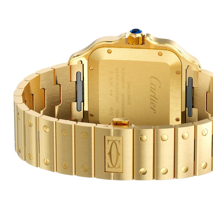 Cartier Santos De Cartier Watch, Large Model, Automatic Winding, 18K Yellow Gold, Interchangeable Leather Strap