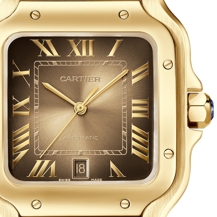 Cartier Santos De Cartier Watch, Large Model, Automatic Winding, 18K Yellow Gold, Interchangeable Leather Strap