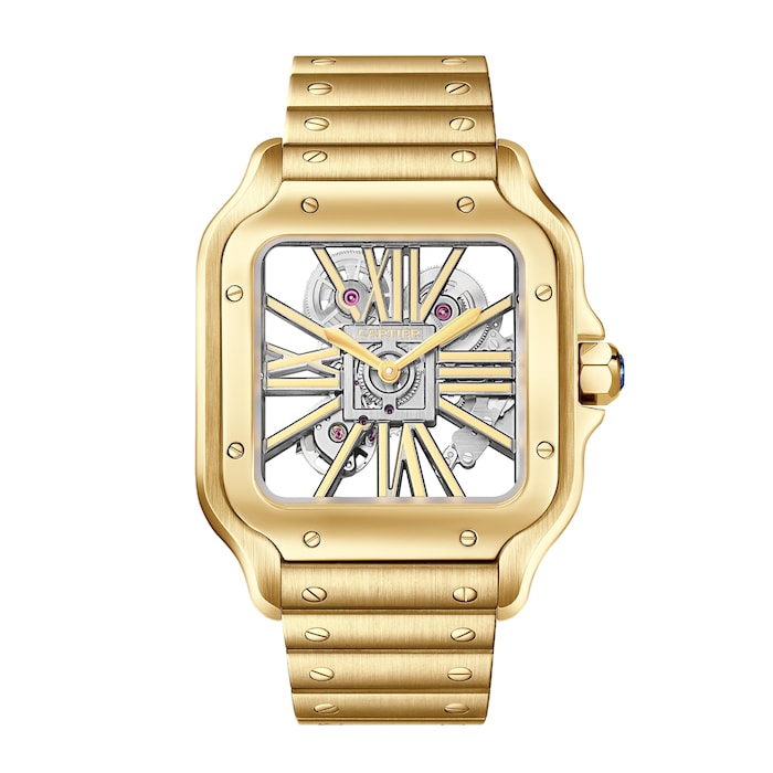 Cartier Santos De Cartier Skeleton Watch, Large Model, Mechanical Movement With Manual Winding, Yellow Gold