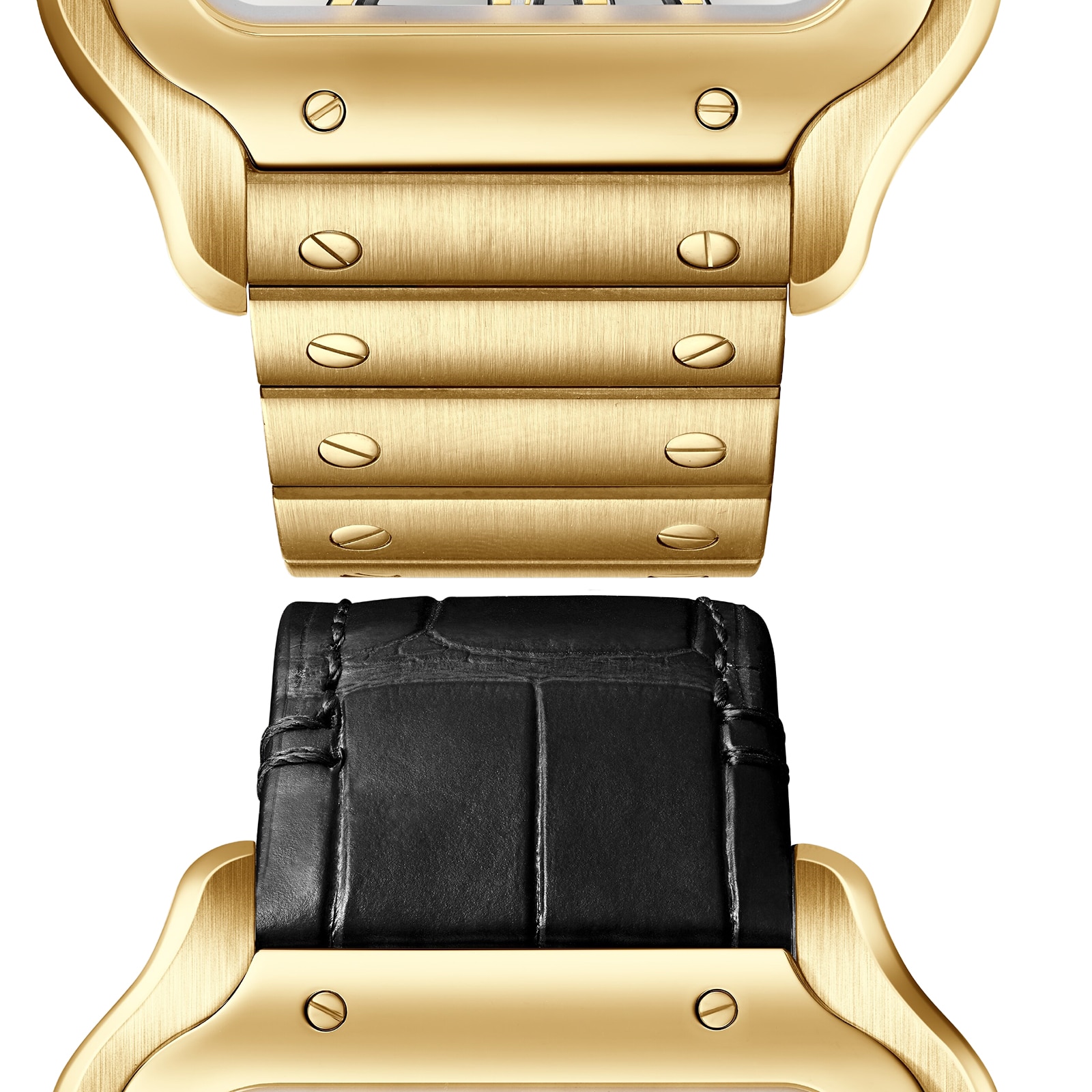 Cartier Santos De Cartier Skeleton Watch, Large Model, Skeleton Mechanical Movement With Manual Winding 9612 MC, Yellow Gold Cartier Santos De Cartier Skeleton Watch, Large Model, Skeleton Mechanical Movement With Manual Winding 9612 MC, Yellow Gold