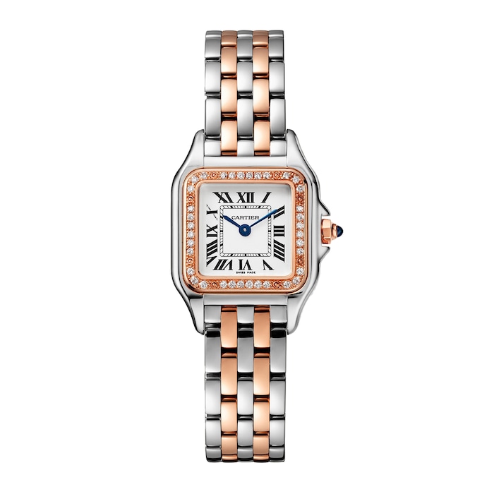 Cartier Panthère De Cartier Watch Small Model, Quartz Movement, Rose Gold, Steel, Diamonds