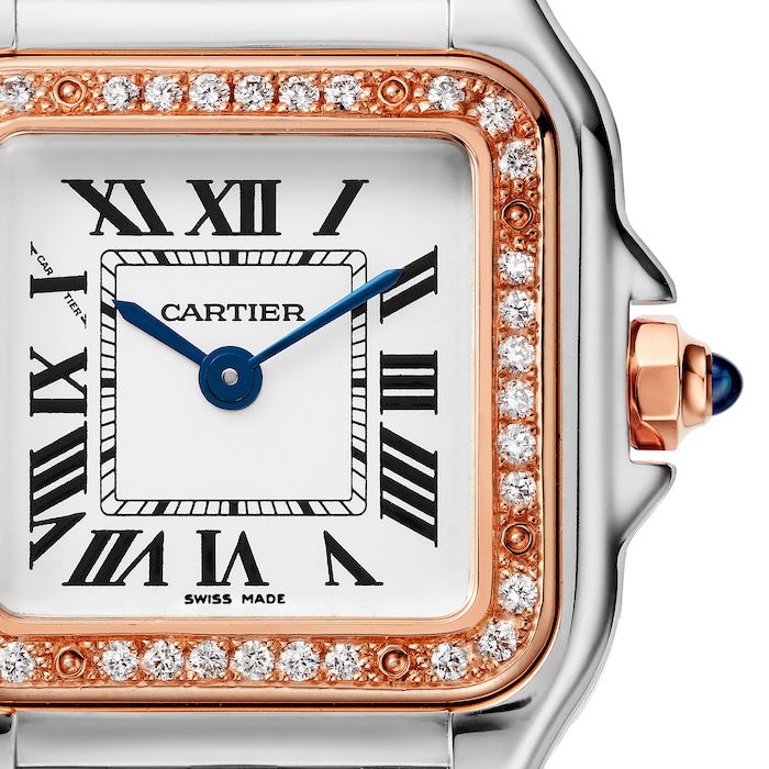 Cartier Panthère De Cartier Watch Small Model, Quartz Movement, Rose Gold, Steel, Diamonds