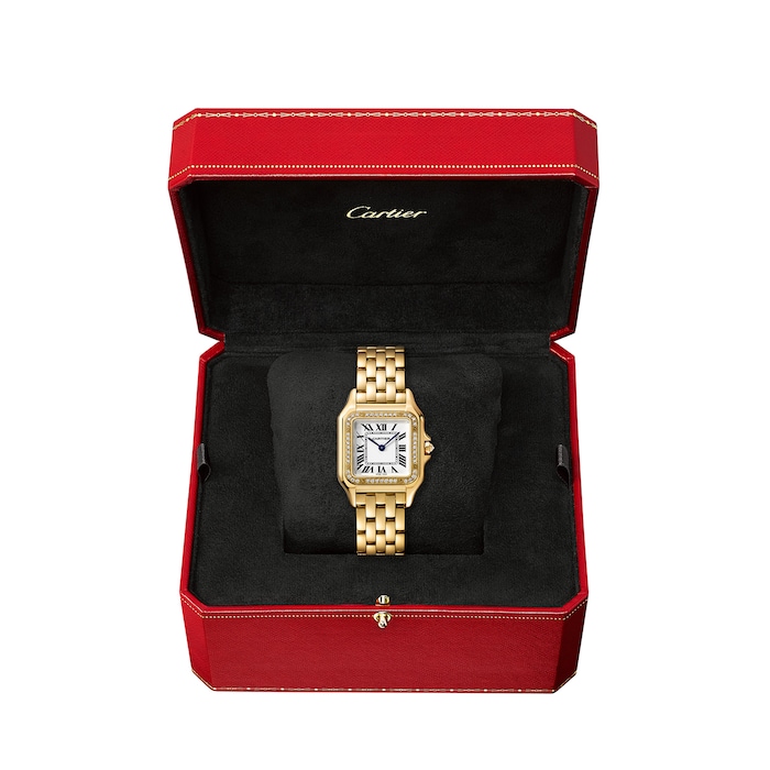 Cartier Panthère De Cartier Watch Medium Model, Quartz Movement, Yellow Gold, Diamonds