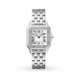 17311577 - Panthère De Cartier Watch Medium Model, Quartz Movement, Steel, Diamonds