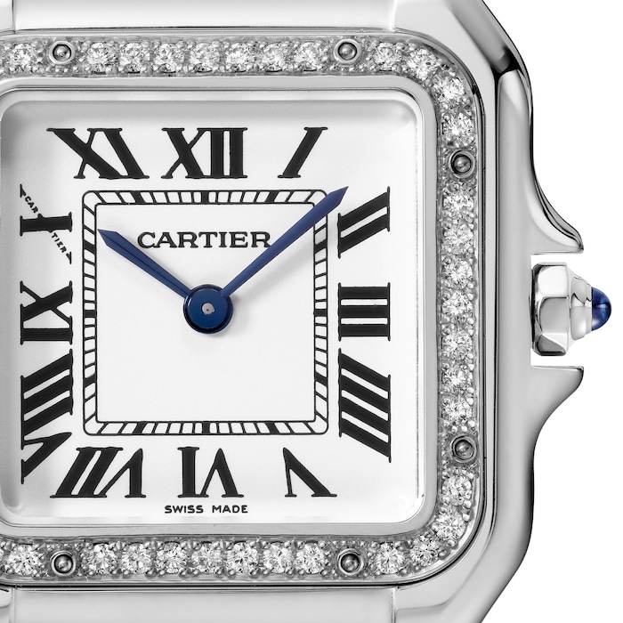 Cartier Panthère De Cartier Watch Medium Model, Quartz Movement, Steel, Diamonds