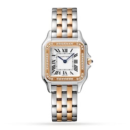 17311578 - Panthère De Cartier Watch Medium Model, Quartz Movement, Rose Gold, Steel, Diamonds